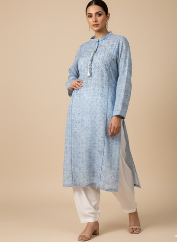 Cerulean Mist-Kurta