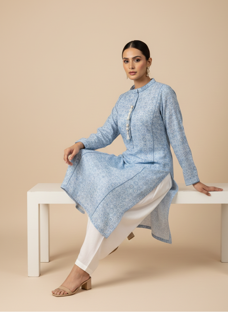 Cerulean Mist-Kurta